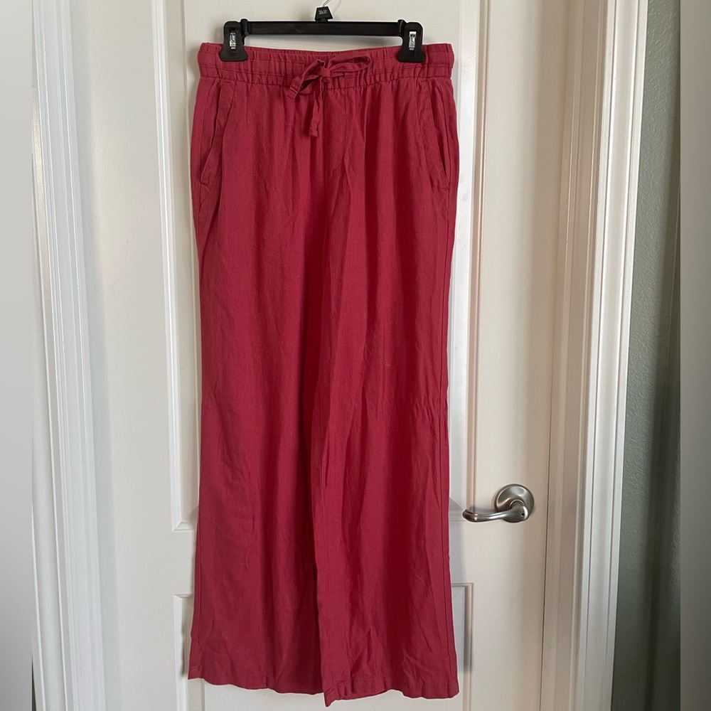 Old navy red linen wide leg pants